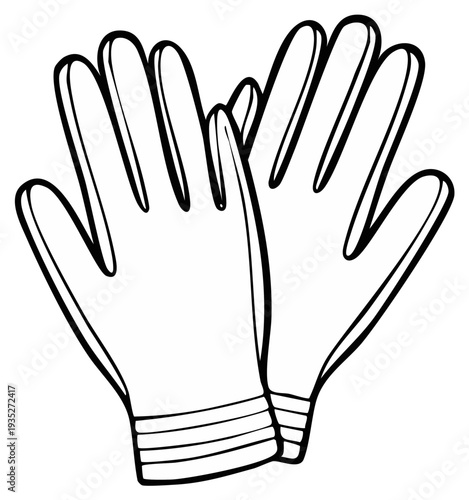Pair of outline drawing gloves illustration