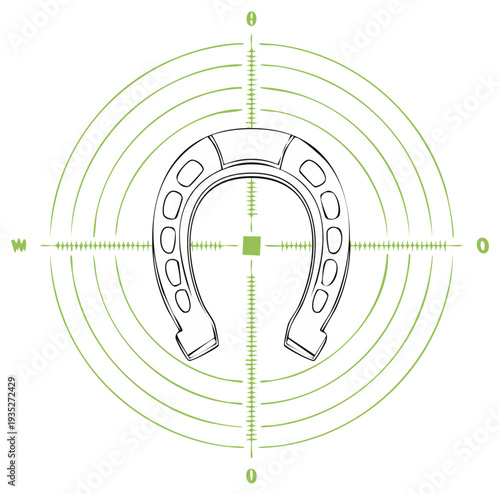 Horseshoe in a Green Target Focus Point Concept Luck Success or Game Design