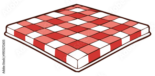 Red and White Checkered Tablecloth, Picnic Blanket, Classic Patterned Fabric Design