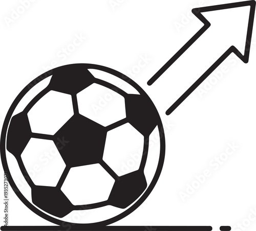 Vector illustration of a soccer ball with an upward arrow signifying improvement or success in sport