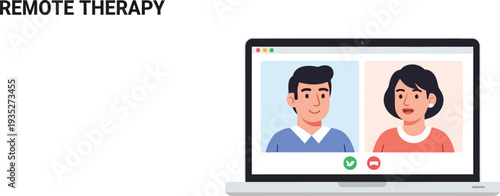 Online Remote Therapy Video Consultation Illustration