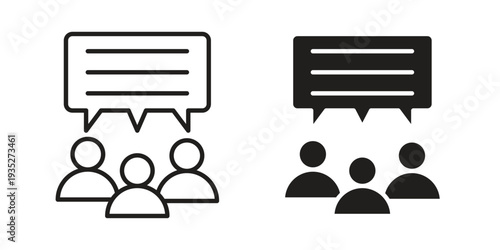 Public opinion icon. Simple outline style concept. Thin line vector illustration.