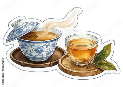 Refreshing Assorted Tea Drinks with Ice and Fresh Ingredients