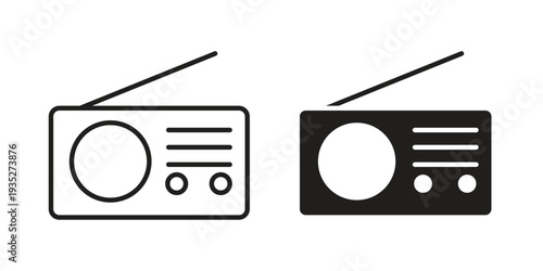 Radio icon. Simple outline style concept. Thin line vector illustration.