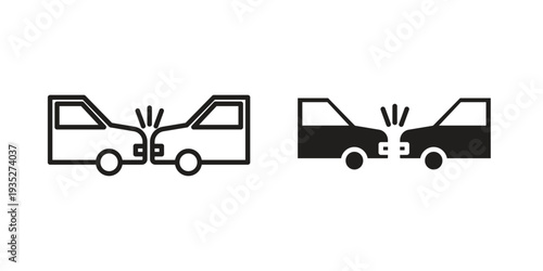 Rear end collision icon. Simple outline style concept. Thin line vector illustration.