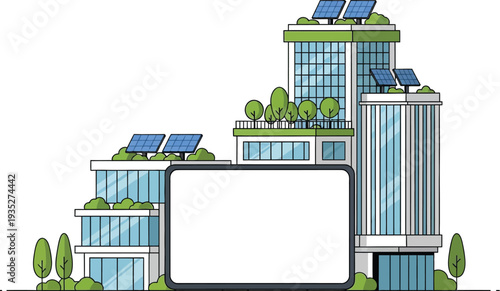 Sustainable Smart City Buildings Illustration