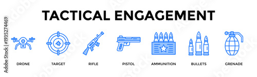 Tactical Engagement Icon Set Collection Pack Banner Web Vector Illustration  Concept Containing Execute Precise Tactical Operations With Coordinated Force