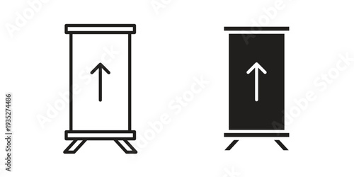 Roll up banners icon. Simple outline style concept. Thin line vector illustration.