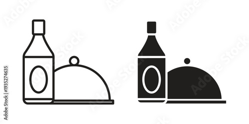 Room service icon. Simple outline style concept. Thin line vector illustration.