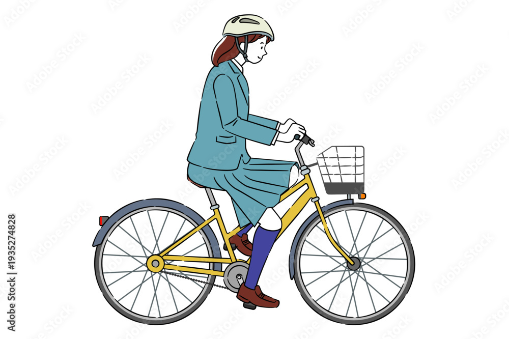 Obraz premium 自転車に乗る女子学生 4C