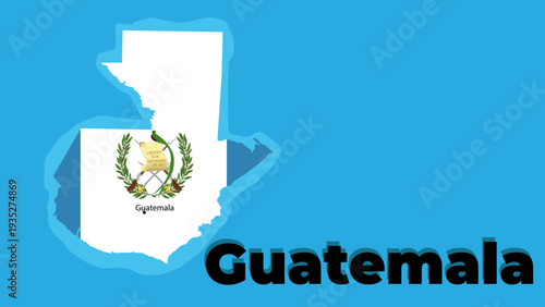 Vector map of Guatemala with national flag overlay. Detailed country silhouette isolated on white. Perfect for travel, geography, and icons.