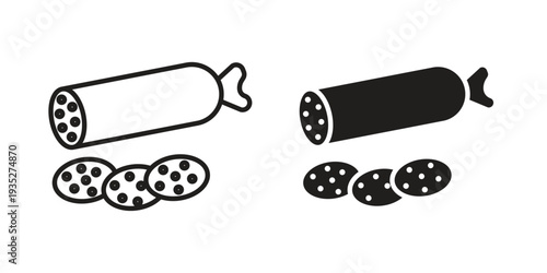 Salami icon. Simple outline style concept. Thin line vector illustration.