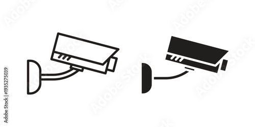 Security camera icon. Simple outline style concept. Thin line vector illustration.