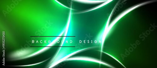 Bright green abstract background. Smooth curves create dynamic light effects. Modern design element for digital projects.
