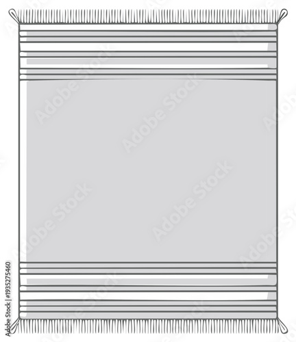 Flat Illustration of a Gray Striped Beach Towel with Fringe