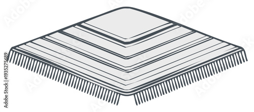 Traditional Geometric Patterned Textile with Fringe