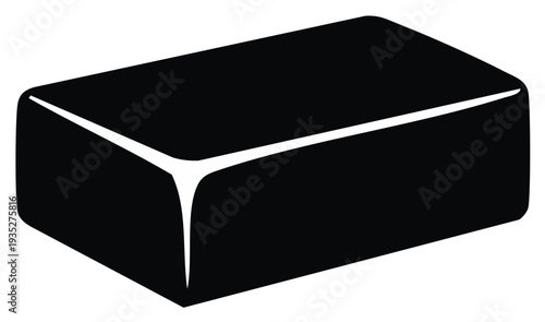 Minimalist black rectangular block with rounded corners and subtle white highlights