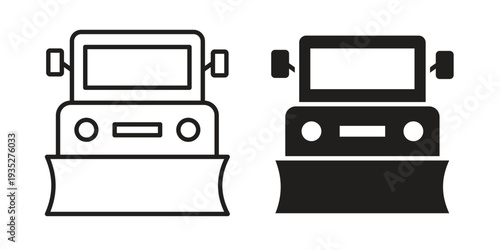 Snowplow icon. Simple outline style concept. Thin line vector illustration.