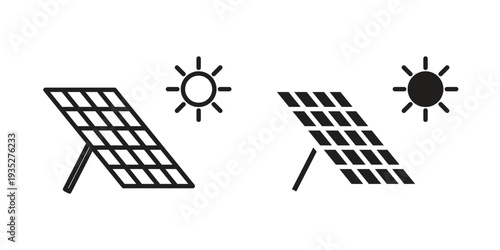 Solar panel icon. Simple outline style concept. Thin line vector illustration.