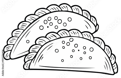 Illustration of two savory empanadas, a delicious baked or fried dish
