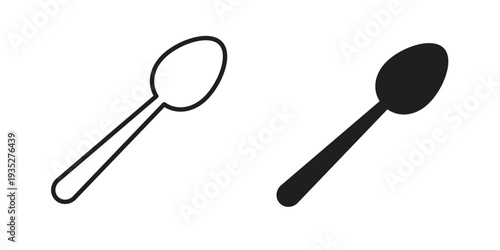 Spoon icon. Simple outline style concept. Thin line vector illustration.