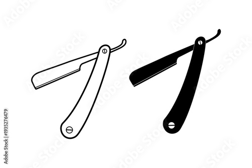 Straight razor icon, for web and mobile app, isolated on a white background. Flat vector illustration