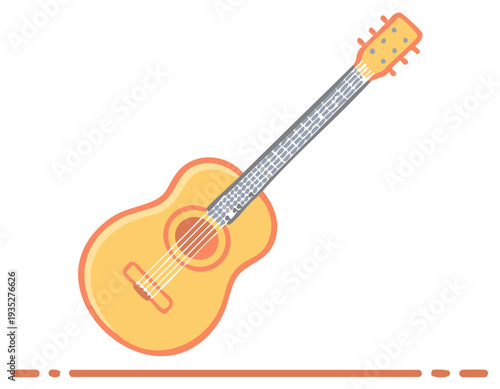 Illustration of an acoustic guitar, musical instrument, creative artwork
