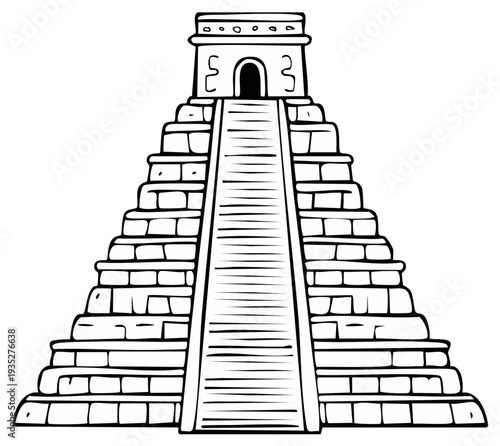Ancient Pyramid Temple With Steep Staircase and Platform Top