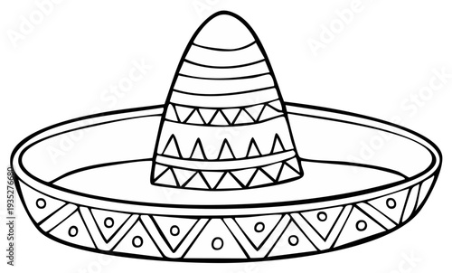 Mexican Sombrero Hat Illustration: Traditional Costume Element