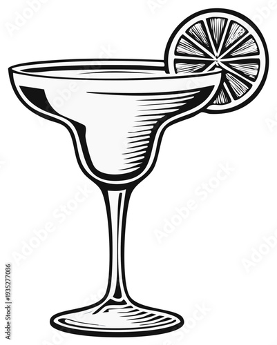 Refreshing Margarita Glass with Lime Slice Vector Illustration for Beverage Designs and Summer Celebrations