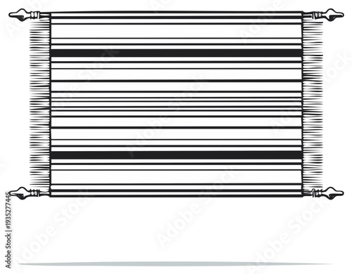 Woven Textile With Stripes And Decorative Rods Detailed Illustration