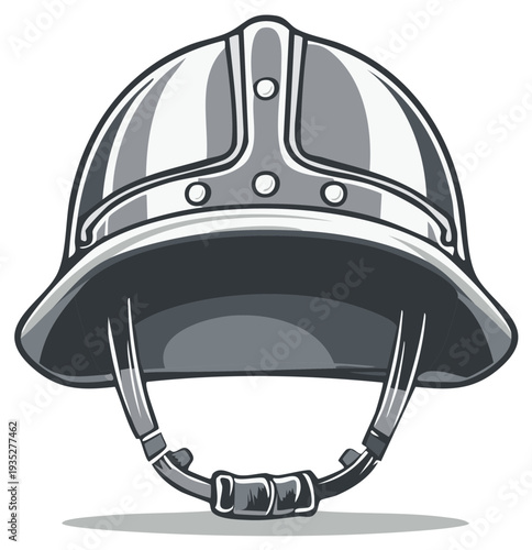 Isolated steel soldier helmet image on a white backdrop illustration. Medieval protective headgear icon flat vector design.