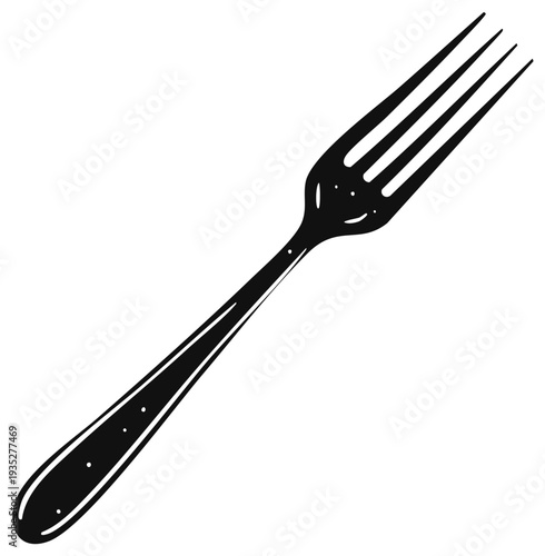 Illustration of a black fork isolated on white