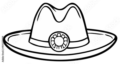 Cartoon Cowboy Hat Outline Icon Southwestern Apparel for Ranching and Rodeo Activities