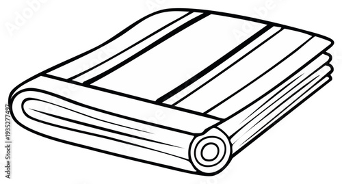 Folded striped towel illustration. Simple black and white design for cleaning and bathing.