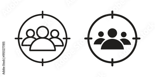 Target audience icon. Simple outline style concept. Thin line vector illustration.