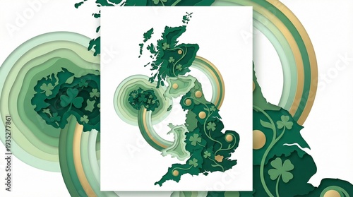 Celebrating St Patrick's Day with Maps of Ireland and United Kingdom UK