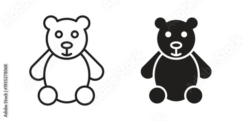Teddy bear icon. Simple outline style concept. Thin line vector illustration.