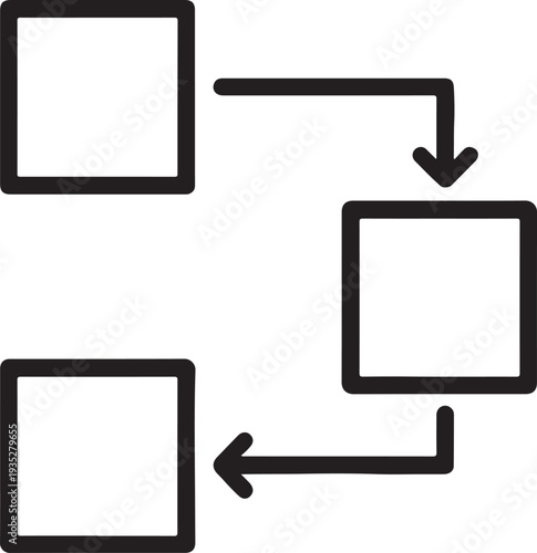 Business Flowchart Process Icon with Sequential Arrows and Blocks