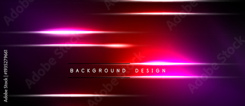 Abstract neon lines over black background. Vibrant pink, red hues create dynamic visual effect. Modern design element.