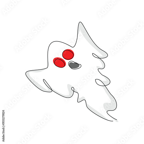 Continuous line sketch drawing of Halloween ghost costume theme autumn mood horrible restless soul fears one  single line vector illustration editable stroke