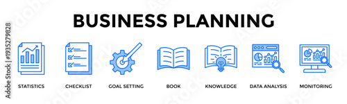Business Planning Icon Set Collection Pack Banner Web Vector Illustration  Concept Containing Build Structured Plans Using Data, Goals And Measurable Insights