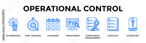 Operational Control Icon Set Collection Pack Banner Web Vector Illustration  Concept Containing Improve Efficiency With Secure Systems And Structured Workflow Control
