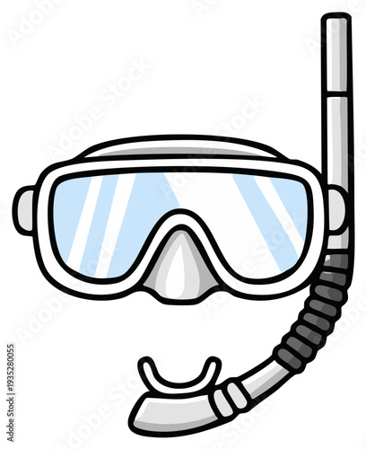 Cartoon illustration of a snorkel and diving mask, used for recreational underwater activity