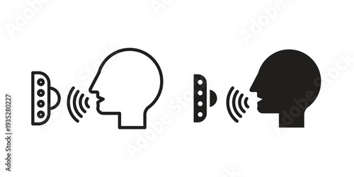 Voice control icon. Simple outline style concept. Thin line vector illustration.