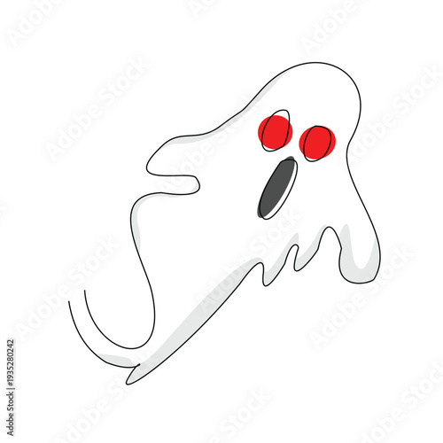 Continuous line sketch drawing of Halloween ghost costume theme autumn mood horrible restless soul fears one  single line vector illustration editable stroke