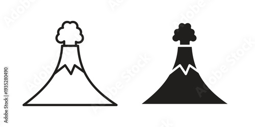 Volcano icon. Simple outline style concept. Thin line vector illustration.