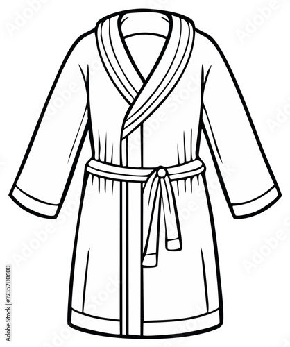 Outlined illustration of a bathrobe, perfect for relaxation and spa concepts, isolated.