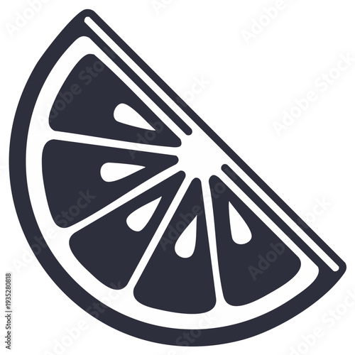 Monochrome citrus wedge icon in a simple flat graphic style vector illustration