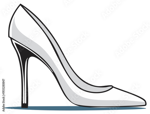 Elegant White Stiletto Heel Shoe with Pointed Toe and Tall Thin Heel
